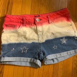 Justice, girls (xl), 4th of July denim tie die shorts